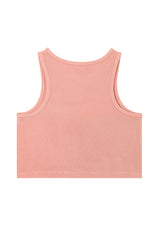 Back of the Salmon Cropped Girls Tank Top by Gen Woo