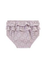 Back of the Lilac Broderie Frill Baby Bloomers by Gen Woo