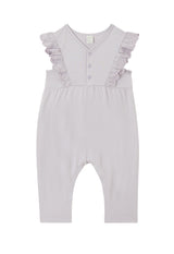  Front of the Lilac Broderie Trim Long Leg Romper by Gen Woo