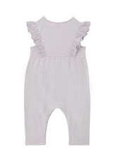 Back of the Lilac Broderie Trim Long Leg Romper by Gen Woo