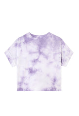 Front of the Purple and White Girls Tie-Dye T-Shirt by Gen Woo