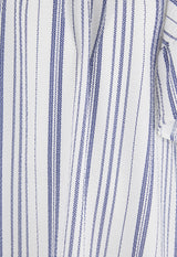 Close-up of the Girls Striped Flutter Sleeve A-Line Dress by Gen Woo