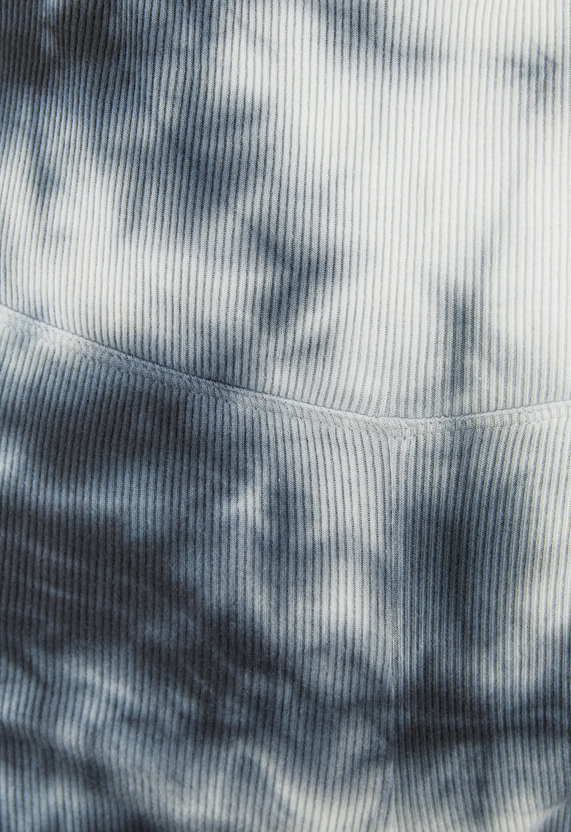 Close-up of the Tie Dye Ribbed Cycling Shorts by Gen Woo 