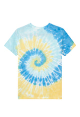 Back of the Boys Blue and Yellow Spiral Tie-Dye T-Shirt by Gen Woo 