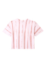 Front of the Pink Striped Tie-Dye Girls T-Shirt by Gen Woo