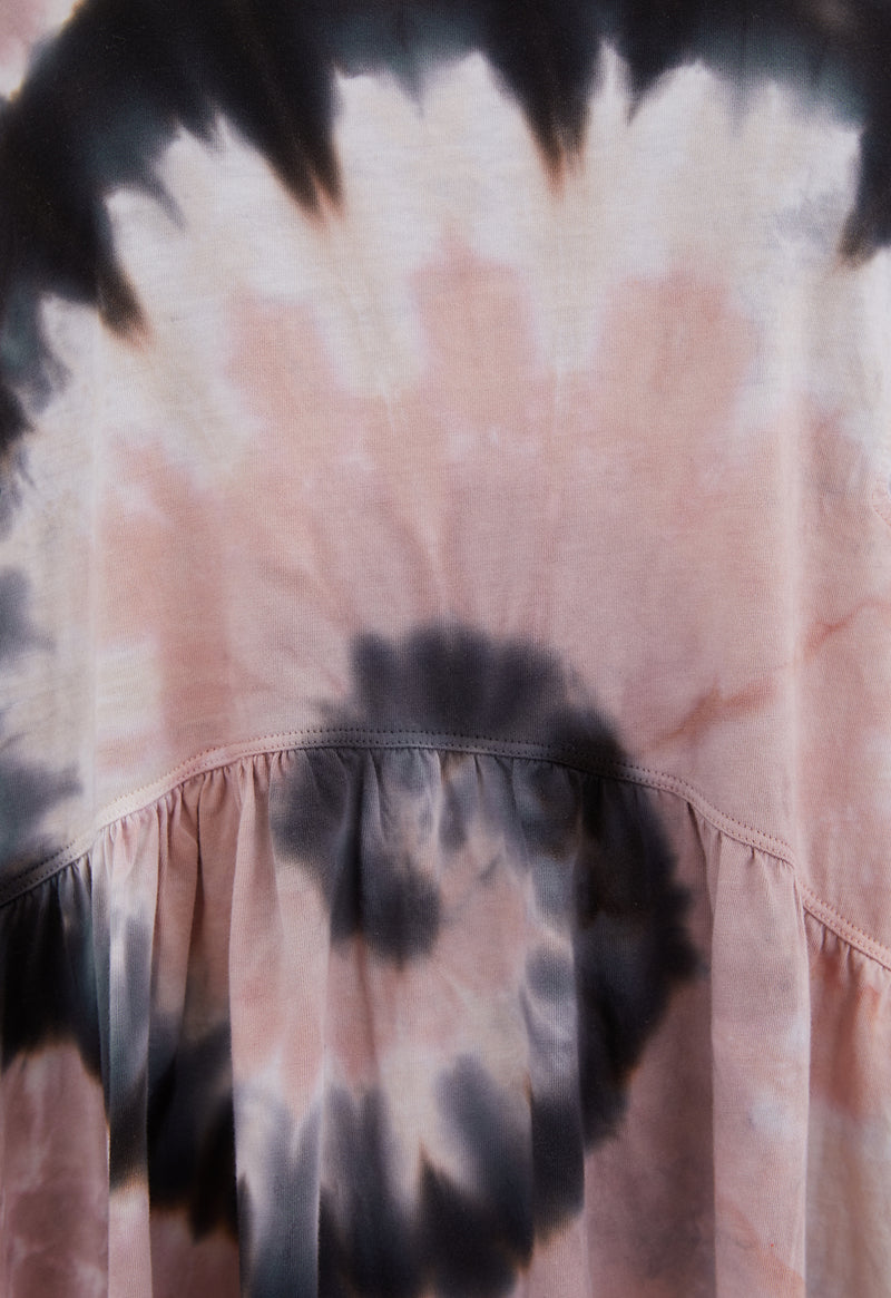 Close-up of the Ladies Oversized Tie Dye Tunic Top by Gen Woo