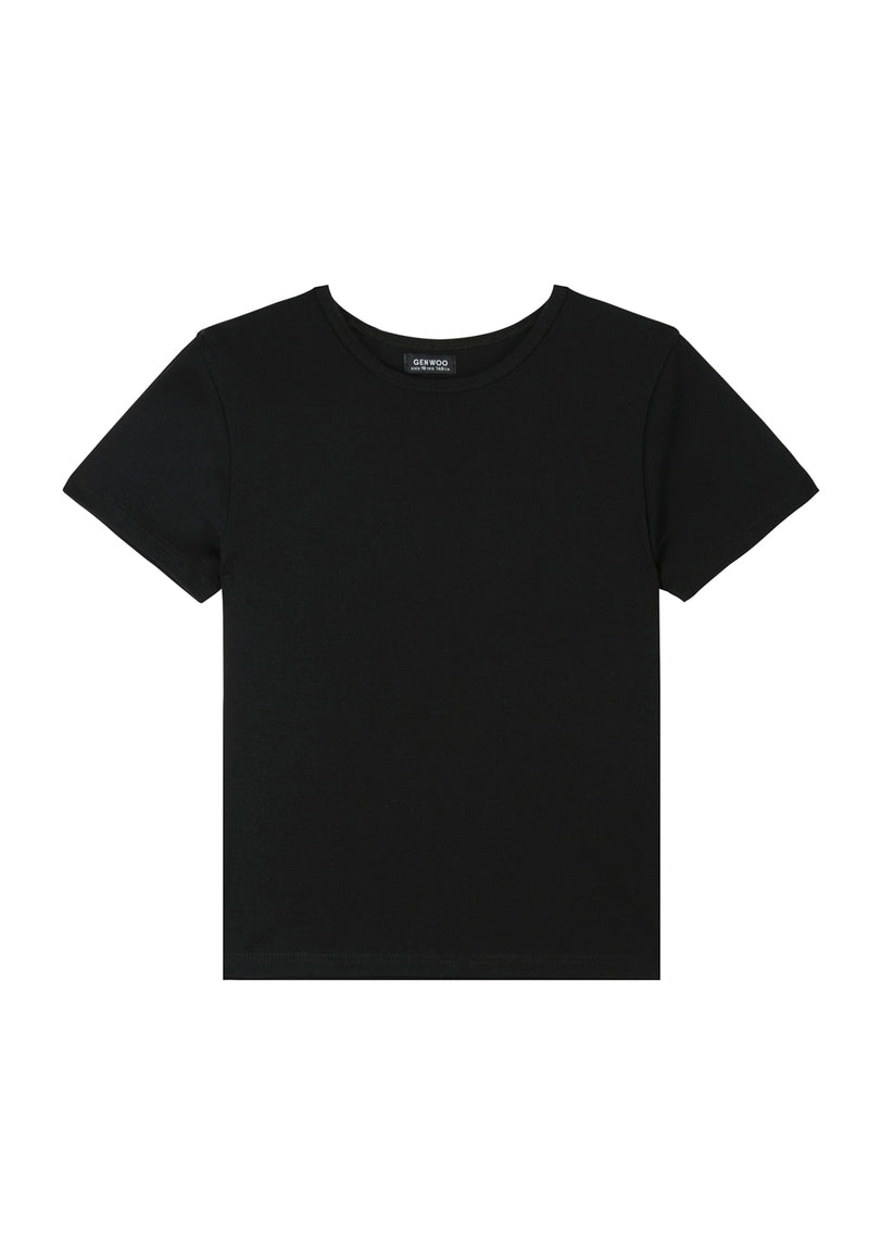 Teen Black Rib Shrunken T-Shirt by Gen Woo. 