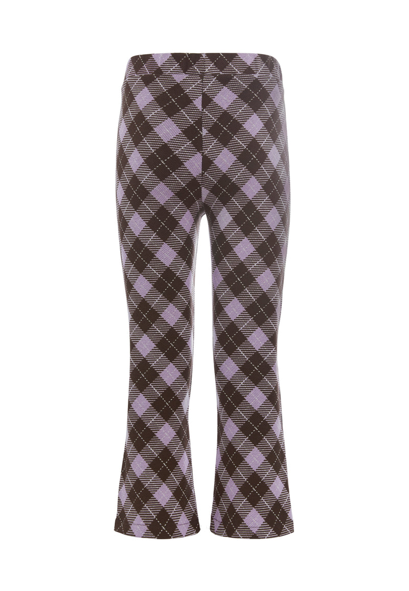 Back of the Plaid Crop Flare Trousers by Gen Woo