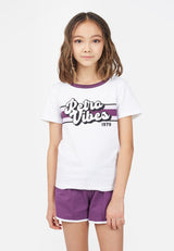 Model wears Teen Retro Vibes Shrunken T-Shirt by Gen Woo.