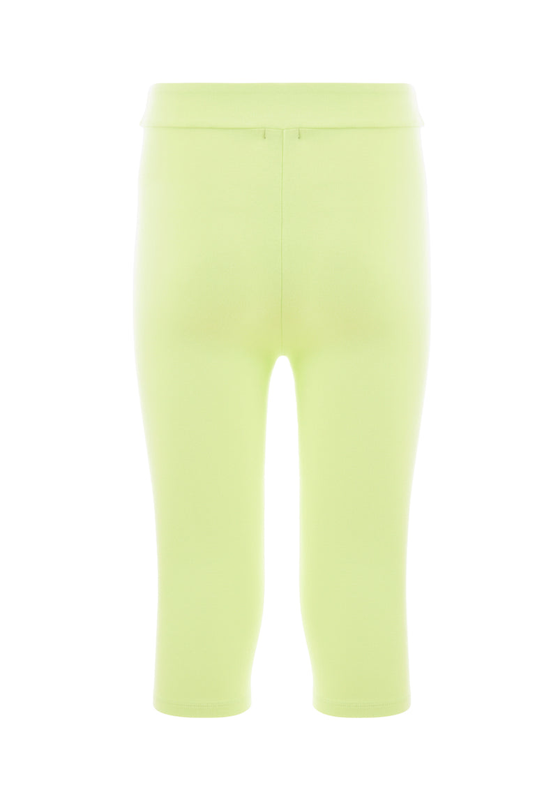 Back of the Neon Lime Cropped Leggings by Gen Woo