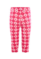Back of the Pink Checkerboard Retro Floral Print Girls Leggings by Gen Woo