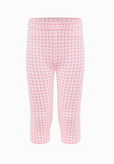 Front of the Pink Gingham Print Girls Leggings by Gen Woo