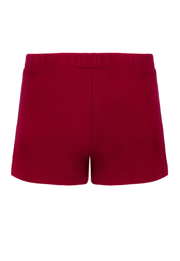Back of the Red Twill Stretch Shorts by Gen Woo