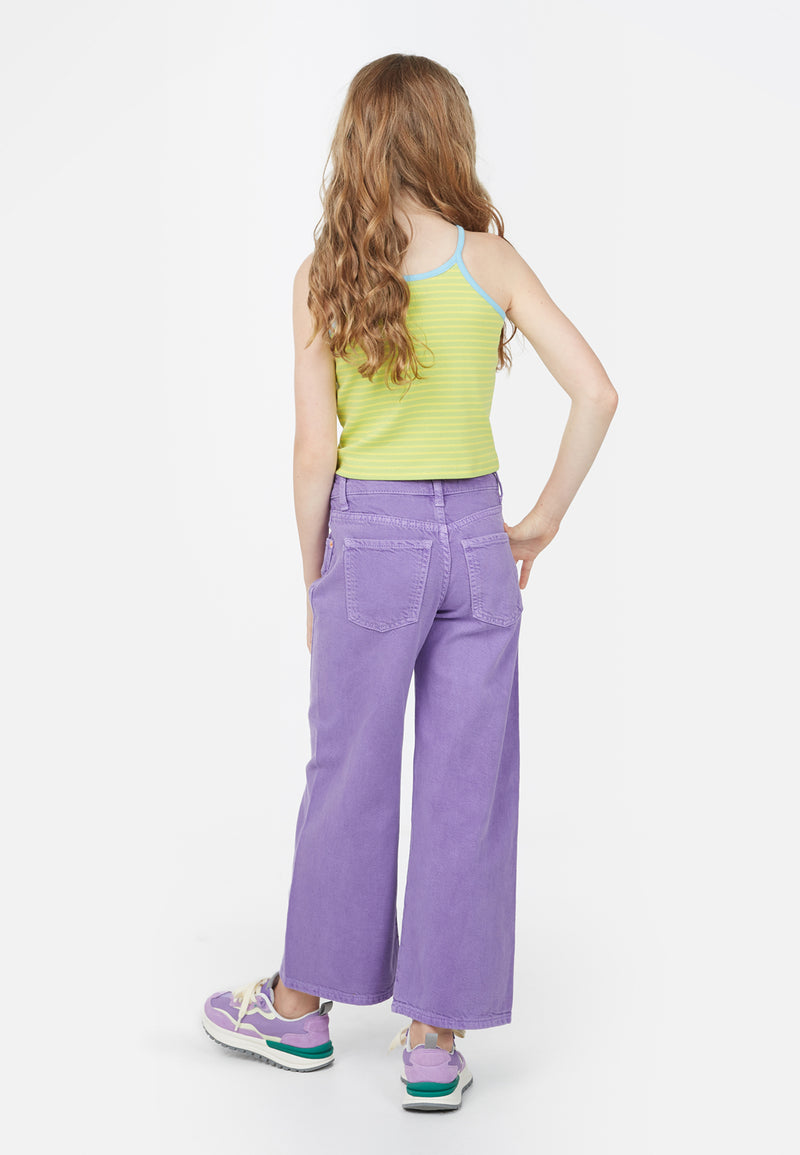 Back view of model wearing Teen Lime Contrast Spaghetti Vest by Gen Woo. 