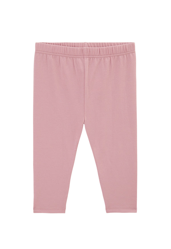Front of the Cotton Rich Pink Baby Leggings by Gen Woo