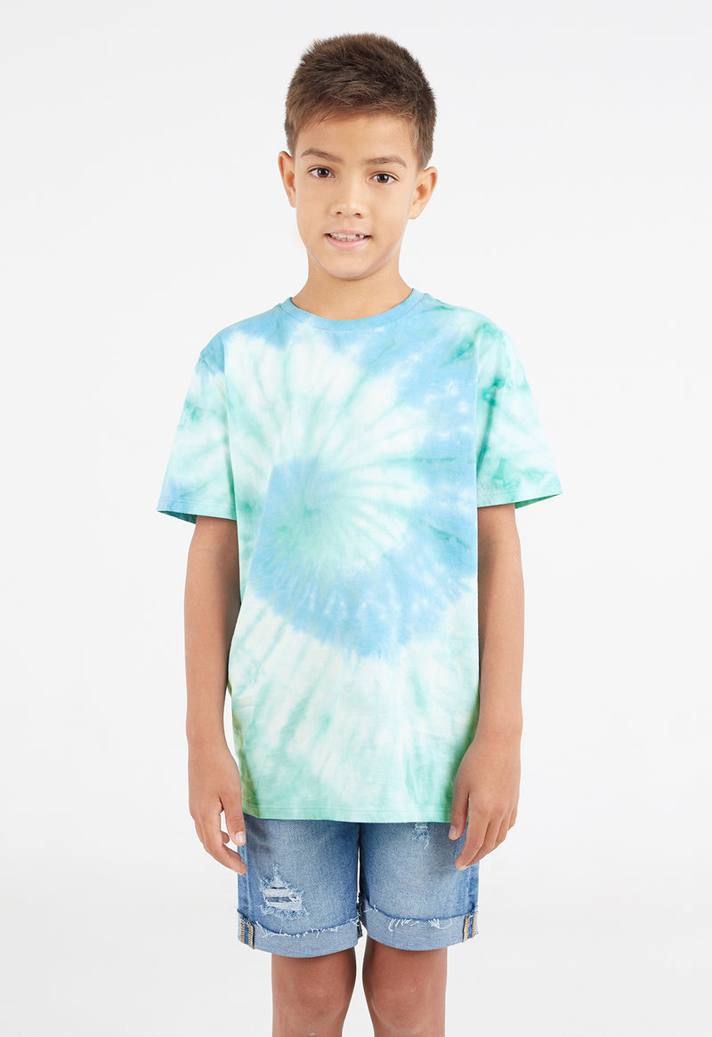 Gen Woo Kids aqua and mint spiral tie dye t-shirt for boys 