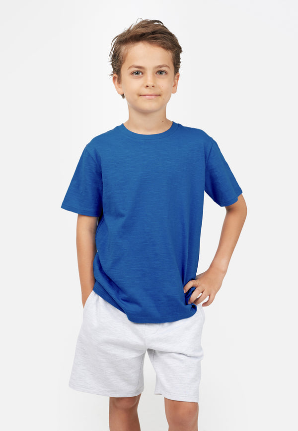 Strong Blue Basic Boys Crew Neck T-shirt for Boys by Gen Woo