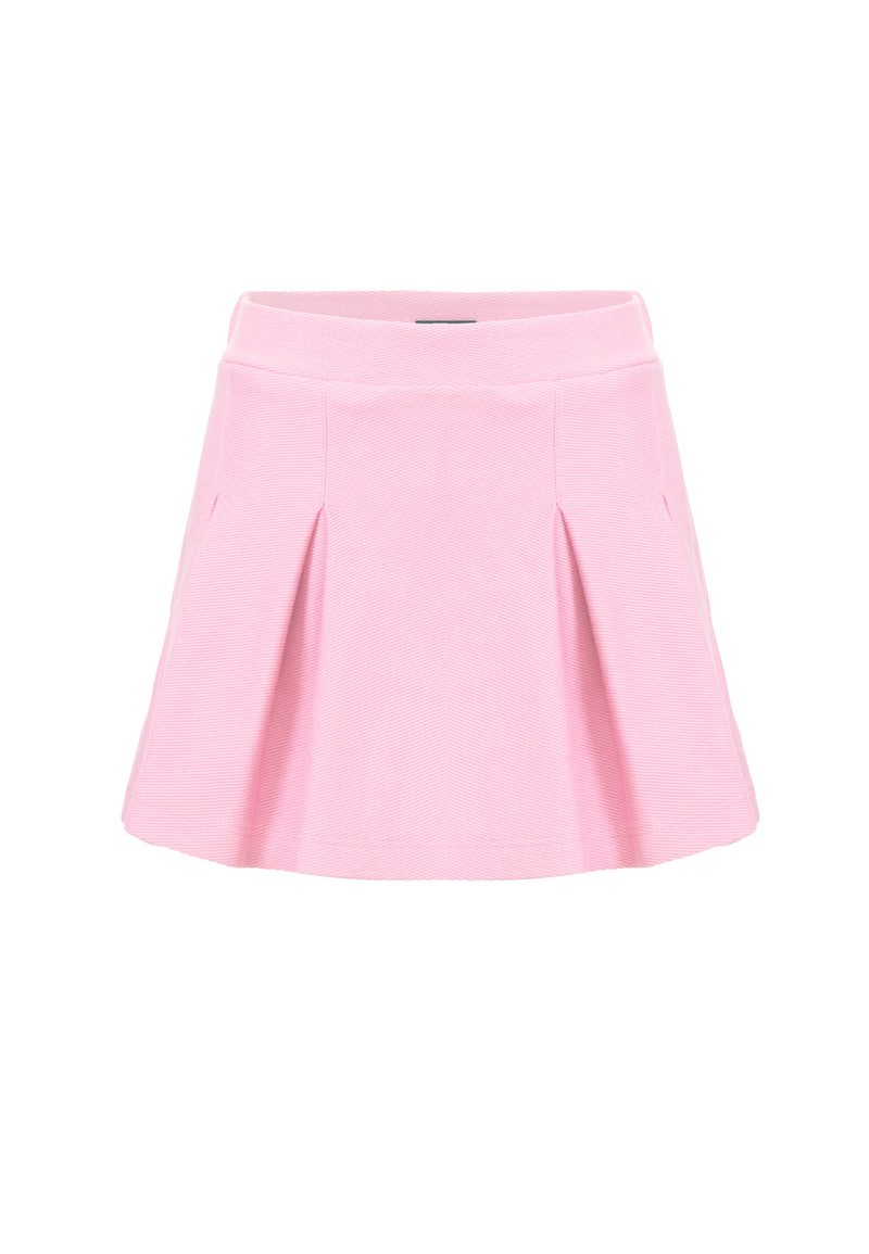 Front of the Begonia Pink Pleated Twill Skort by Gen Woo