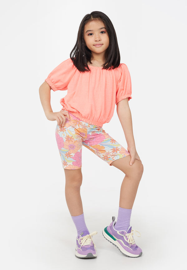 Retro Floral All Over Print Cycling Shorts for Girls by Gen Woo