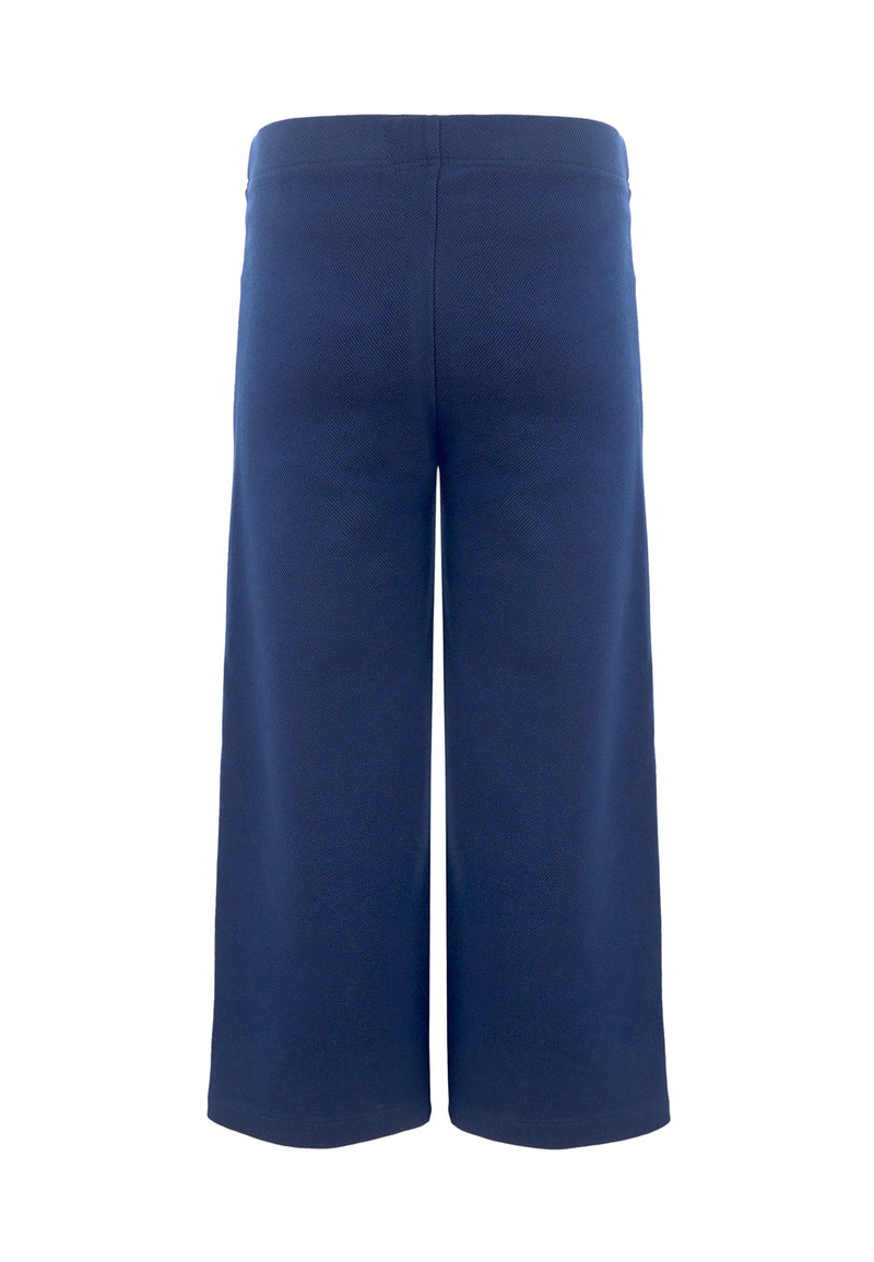Back view of Teen Navy Twill Crop Trousers by Gen Woo.