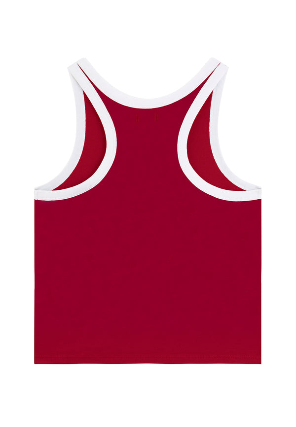 Back of the Red Retro Ladies Racer Tank Top by Gen Woo